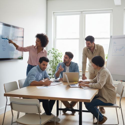 Grow More team working on website development